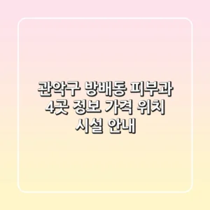 관악구 방배동 피부과 4곳 정보 - 가격, 위치, 시설 안내