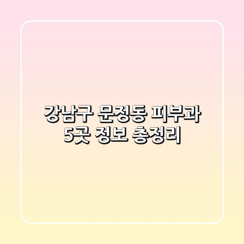 강남구 문정동 피부과 5곳 정보 총정리
