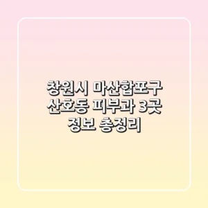 창원시 마산합포구 산호동 피부과 3곳 정보 총정리