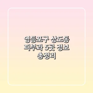 영등포구 상도동 피부과 5곳 정보 총정리