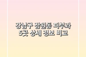 강남구 잠원동 피부과 5곳 상세 정보 비교