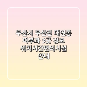 부산시 부산진 대연동 피부과 3곳 정보 - 위치/시간/편의시설 안내