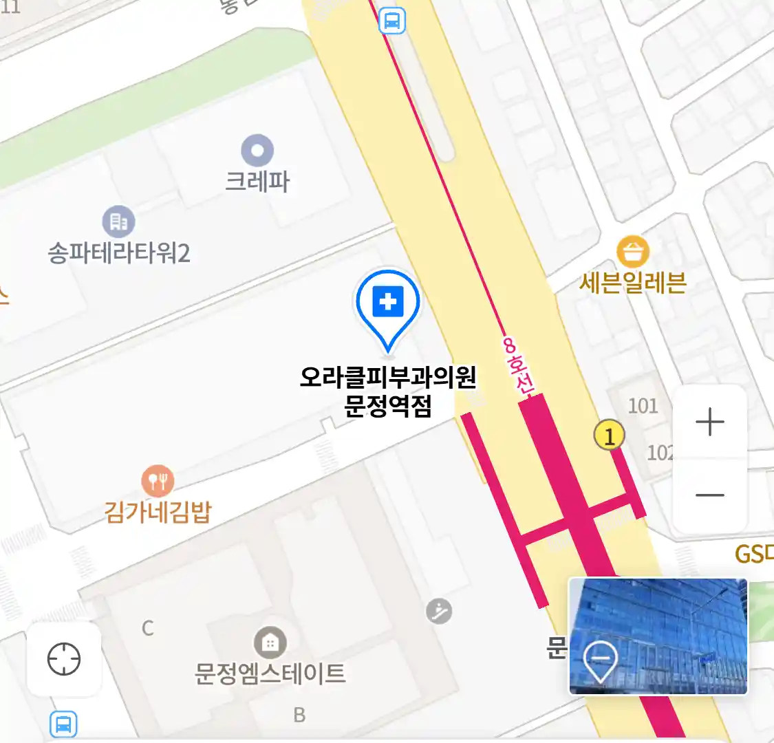 오라클피부과의원 문정역점 위치