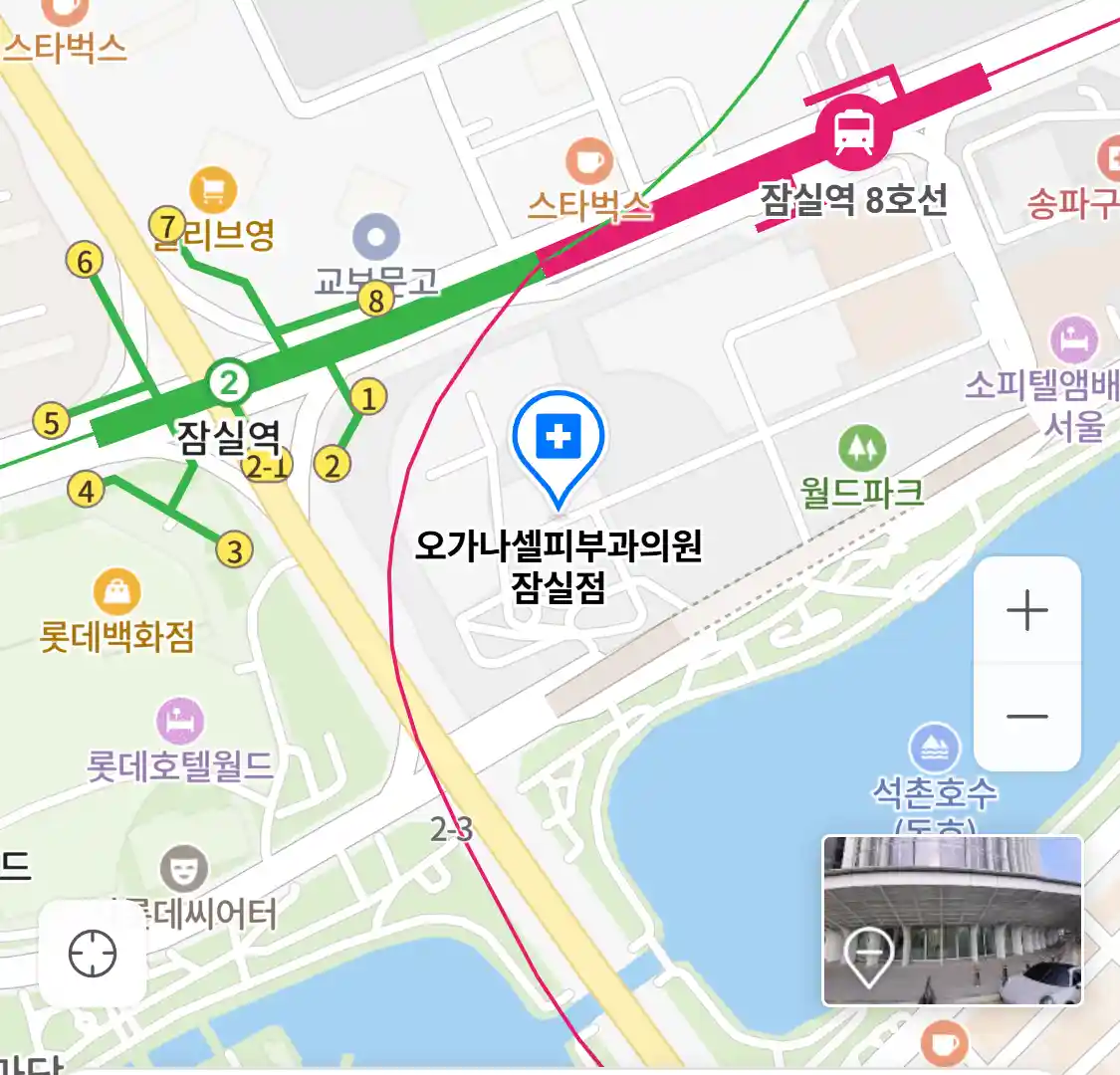 오가나셀피부과의원 잠실점 위치