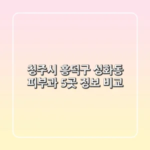 청주시 흥덕구 성화동 피부과 5곳 정보 비교