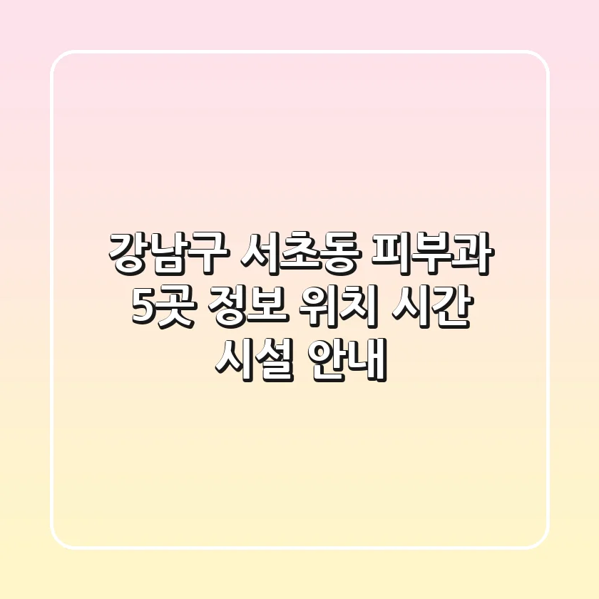 강남구 서초동 피부과 5곳 정보 - 위치, 시간, 시설 안내
