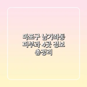 마포구 남가좌동 피부과 4곳 정보 총정리