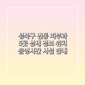 성북구 번동 피부과 5곳 상세 정보 - 위치, 운영시간, 시설 안내