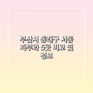 부산시 동래구 서동 피부과 5곳 비교 및 정보