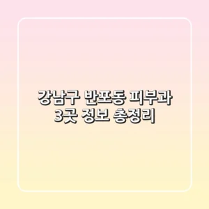 강남구 반포동 피부과 3곳 정보 총정리