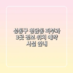 성동구 청담동 피부과 3곳 정보 - 위치, 예약, 시설 안내