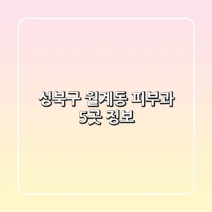 성북구 월계동 피부과 5곳 정보