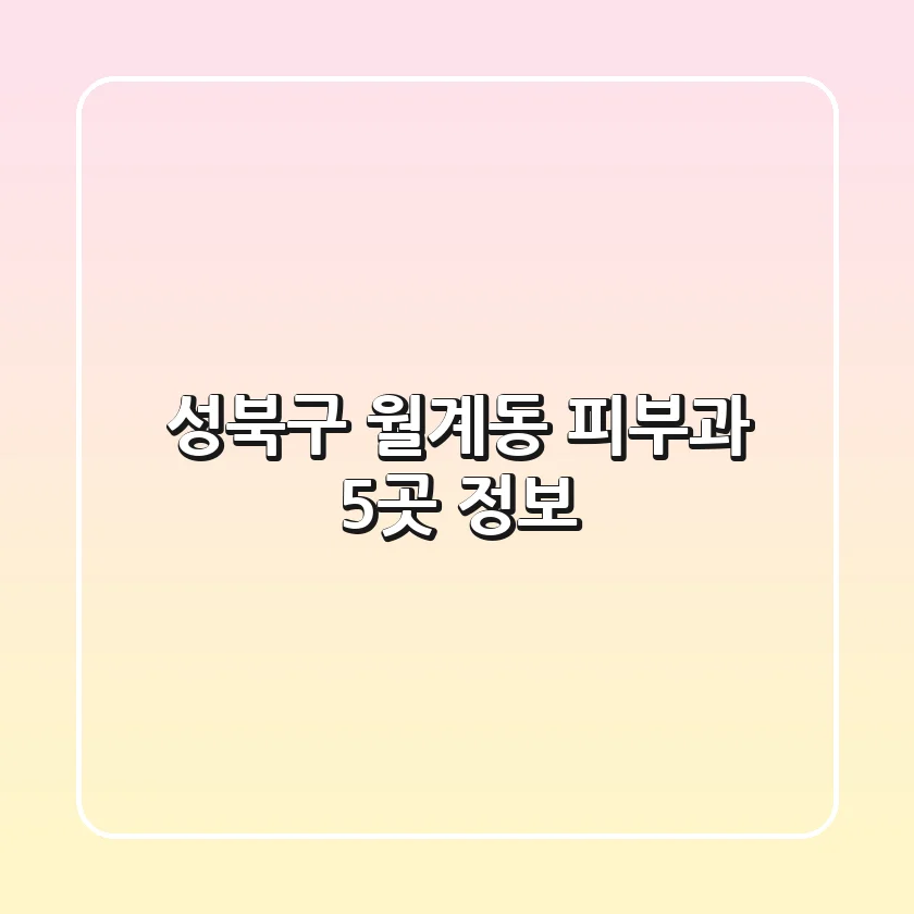 성북구 월계동 피부과 5곳 정보