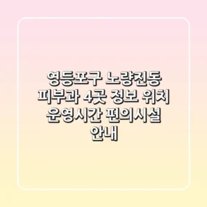 영등포구 노량진동 피부과 4곳 정보 - 위치, 운영시간, 편의시설 안내
