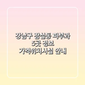 강남구 잠실동 피부과 5곳 정보 - 가격/위치/시설 안내