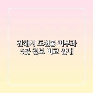 진해시 도천동 피부과: 5곳 정보 비교 안내