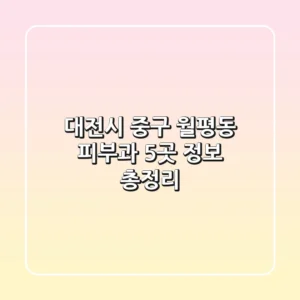 대전시 중구 월평동 피부과 5곳 정보 총정리