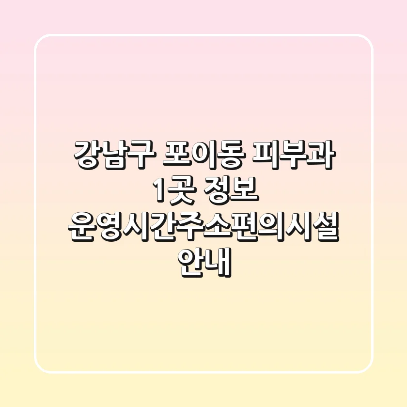 강남구 포이동 피부과 1곳 정보 - 운영시간/주소/편의시설 안내