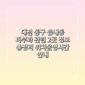대전 동구 읍내동 피부과 관련 2곳 정보 총정리 - 위치/운영시간 안내