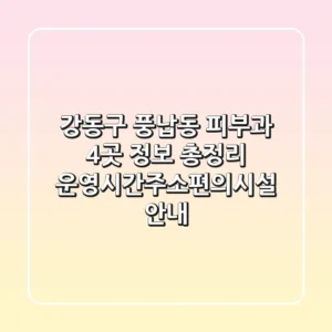 강동구 풍납동 피부과 4곳 정보 총정리 - 운영시간/주소/편의시설 안내
