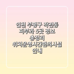 인천 부평구 작전동 피부과 5곳 정보 총정리 - 위치/운영시간/편의시설 안내