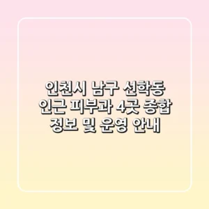 인천시 남구 선학동 인근 피부과 4곳 종합 정보 및 운영 안내