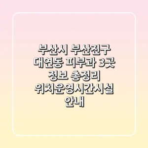 부산시 부산진구 대연동 피부과 3곳 정보 총정리 - 위치/운영시간/시설 안내