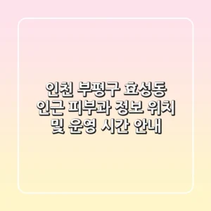 인천 부평구 효성동 인근 피부과 정보 - 위치 및 운영 시간 안내