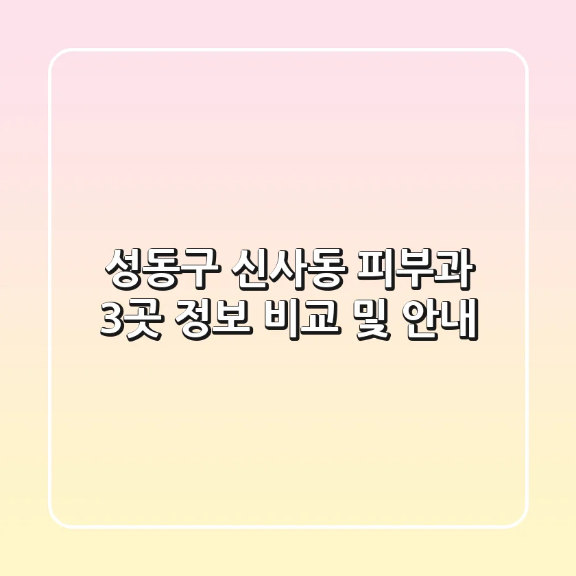 성동구 신사동 피부과 3곳 정보 비교 및 안내