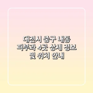 대전시 중구 내동 피부과 4곳 상세 정보 및 위치 안내