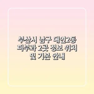 부산시 남구 대연2동 피부과 2곳 정보 - 위치 및 기본 안내