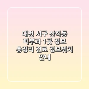 대전 서구 산직동 피부과 1곳 정보 총정리 - 진료 정보/위치 안내
