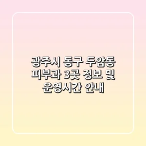 광주시 동구 두암동 피부과 3곳 정보 및 운영시간 안내