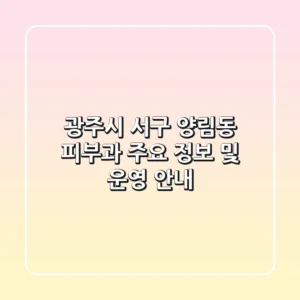 광주시 서구 양림동 피부과 주요 정보 및 운영 안내