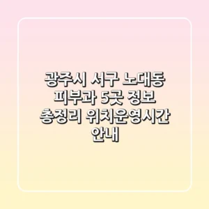 광주시 서구 노대동 피부과 5곳 정보 총정리 - 위치/운영시간 안내