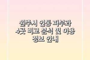 원주시 인동 피부과 4곳 비교 분석 및 이용 정보 안내