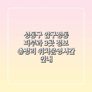 성동구 압구정동 피부과 3곳 정보 총정리 - 위치/운영시간 안내